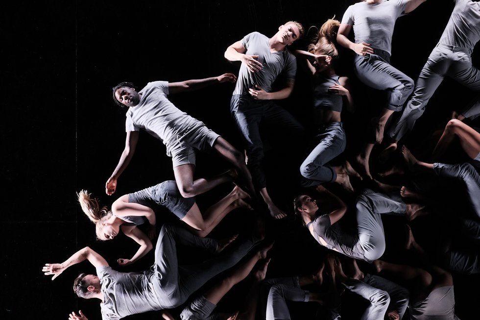 Dancers laying on the floor